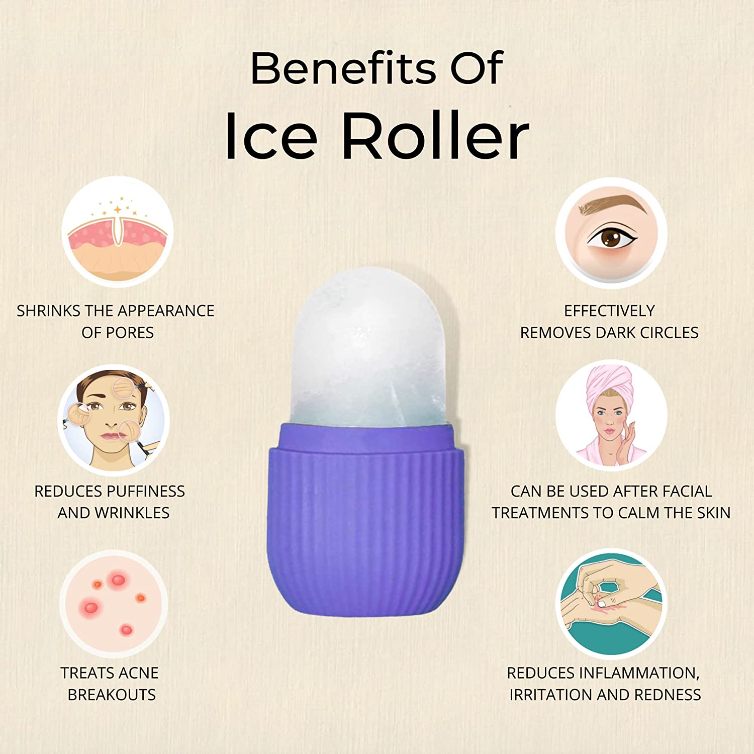 BEAUTY ICE ROLLER FOR FACE MASSAGER & EYE REUSABLE FACE ROLLERS FACIAL ROLLER ( Purple Color) BEAUTY ICE ROLLER FOR FACE MASSAGER & EYE REUSABLE FACE ROLLERS FACIAL ROLLER ( Purple Color)